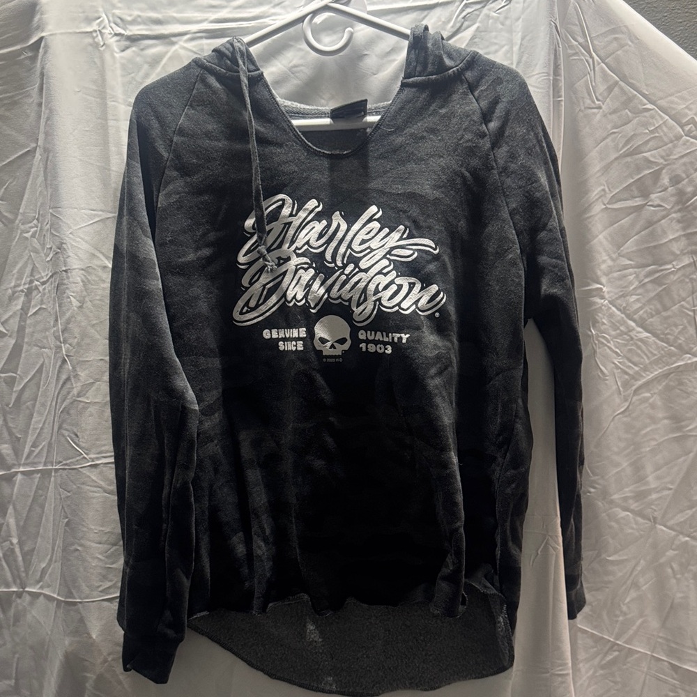 Harley-Davidson Charcoal Hoodie with Skull Graphic